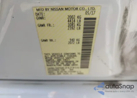 2017 Nissan Altima 3.5Sl/3.5 Sr z USA, uszkodzony, nr VIN 1N4BL3AP1HC257956